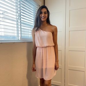One shoulder blush dress